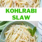 Kohlrabi slaw pinnable image.