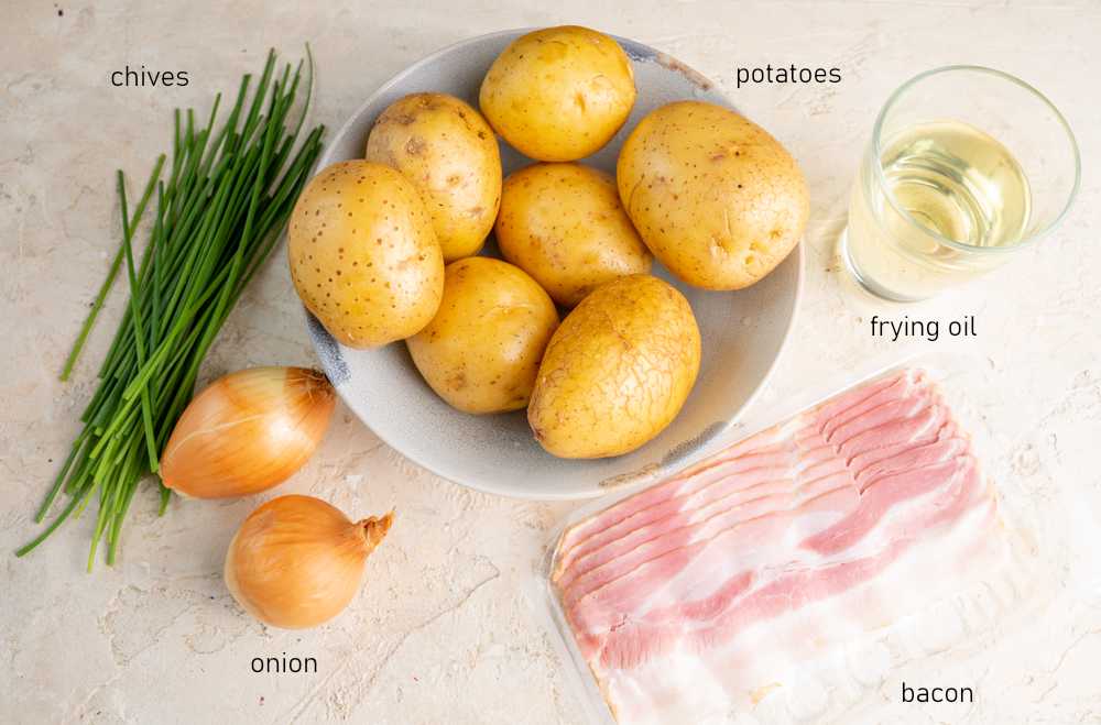 Labeled ingredients for Bratkartoffeln.